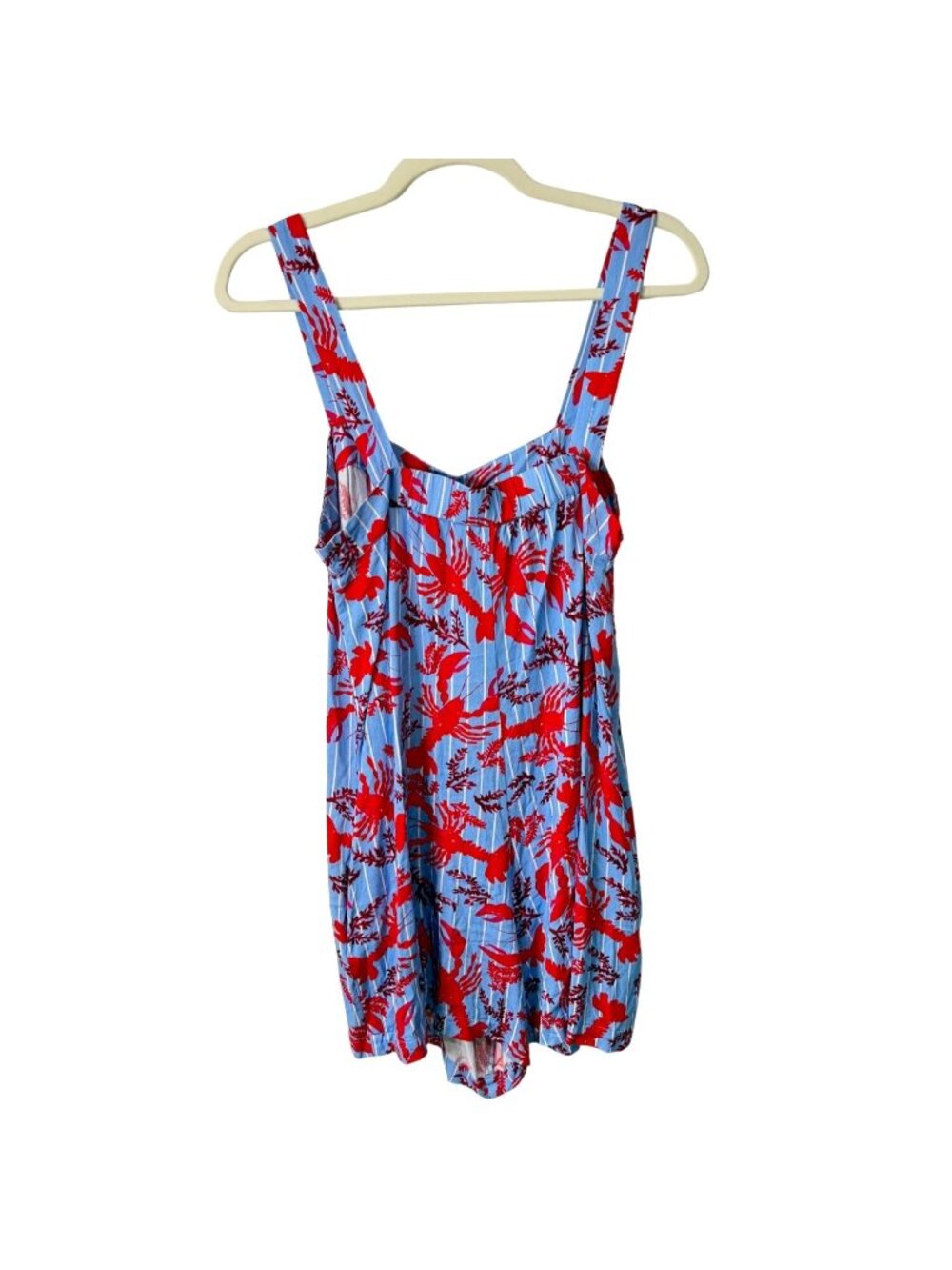 Corey Lynn Calter Anthropologie Womens Size S Lobster Romper Pockets Blue Red - Picture 3 of 9